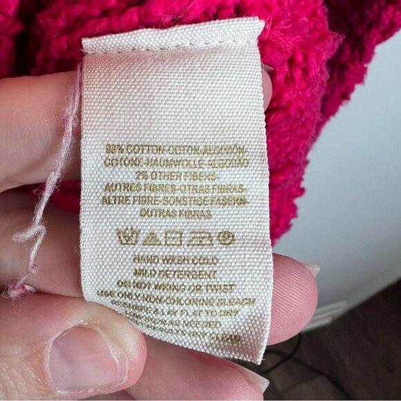 Free People Womens Size Small Bright Pink Loose Knit V Neck Oversized Sweater - Picture 6 of 9